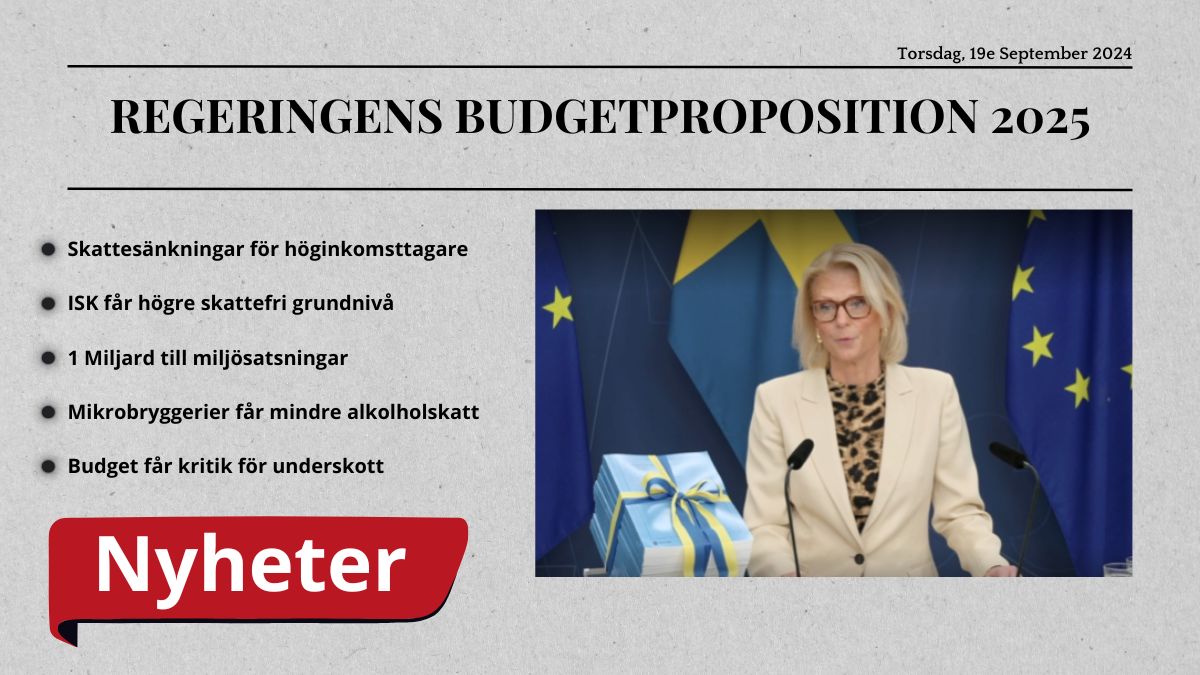 Regeringens budgetproposition för 2025 höst: Välfärd, klimat och skattesänkningar