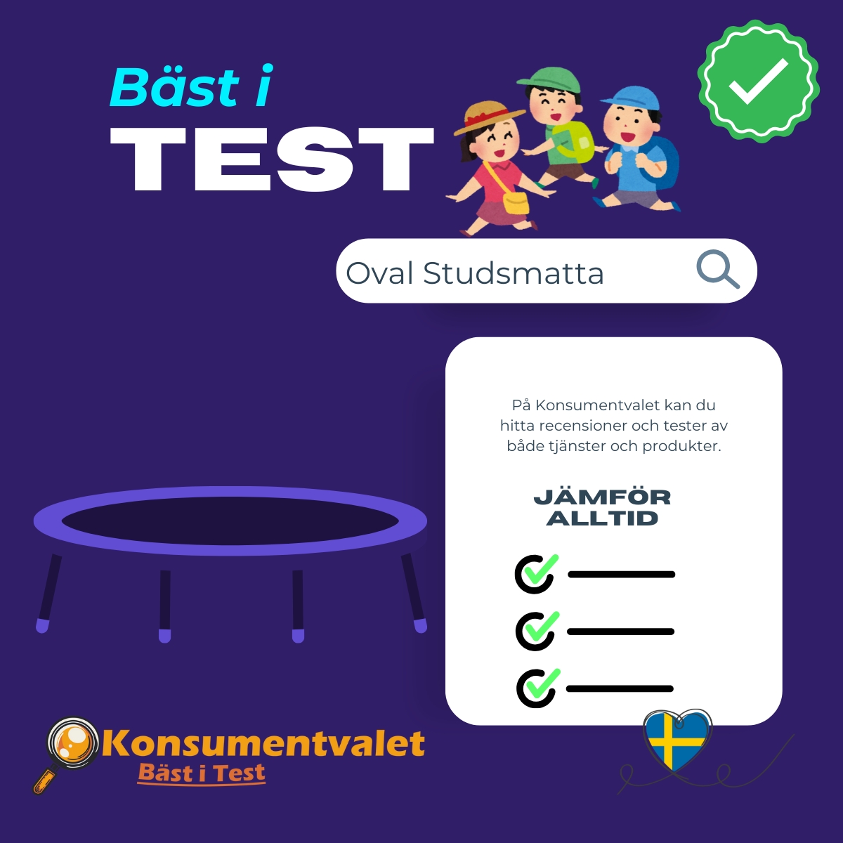 Oval studsmatta bäst i test 2026
