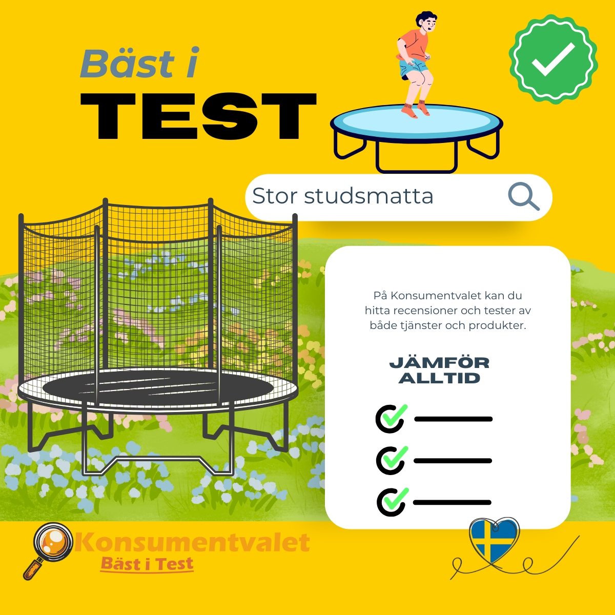 Stor studsmatta bäst i test 2026
