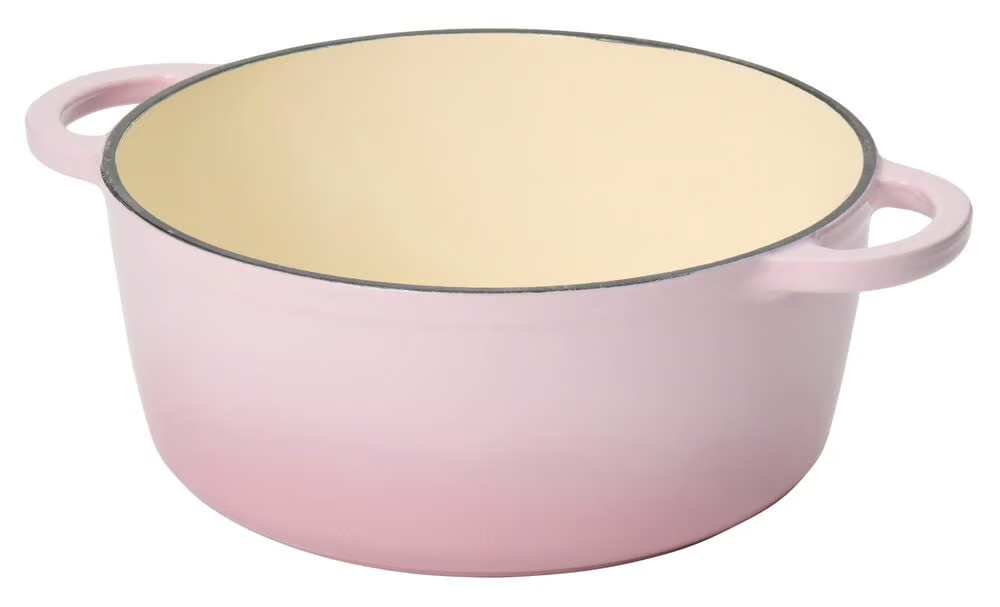 Rusta gjutjärnsgryta rosa 3L inuti
