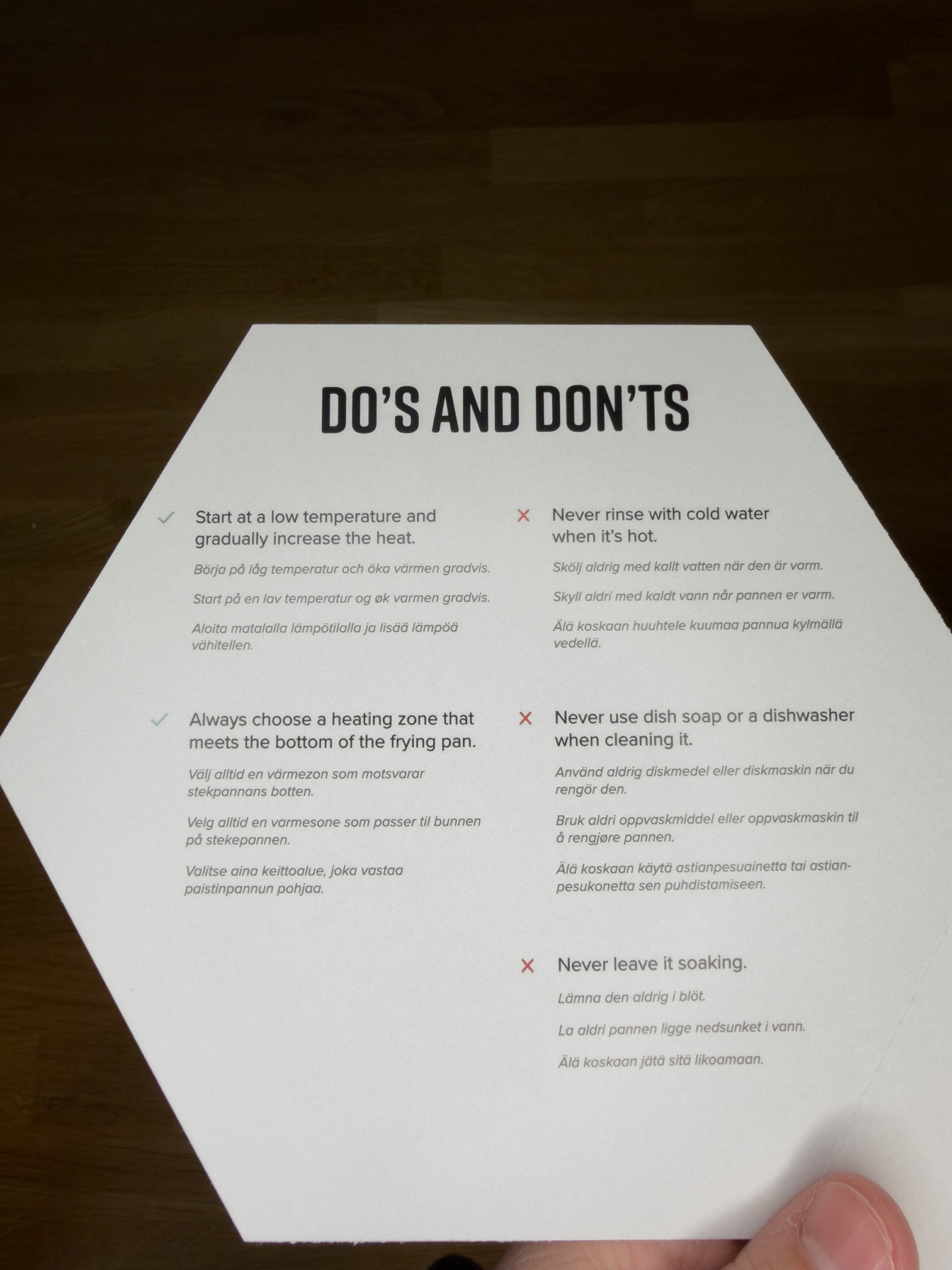 Papper Do's and Dont's för stekpanna