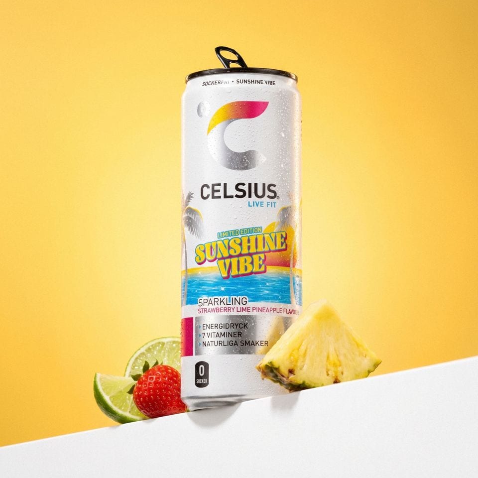 Celsius Sunshine Vibe lanseras – ny sommarsmak först hos Pressbyrån och 7-Eleven