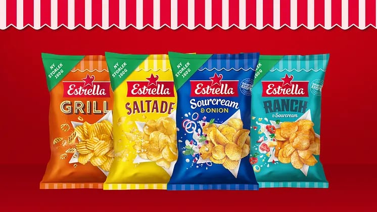 Estrella lanserar chips i ny 160-gramspåse – först hos Coop, sedan Ica och Axfood