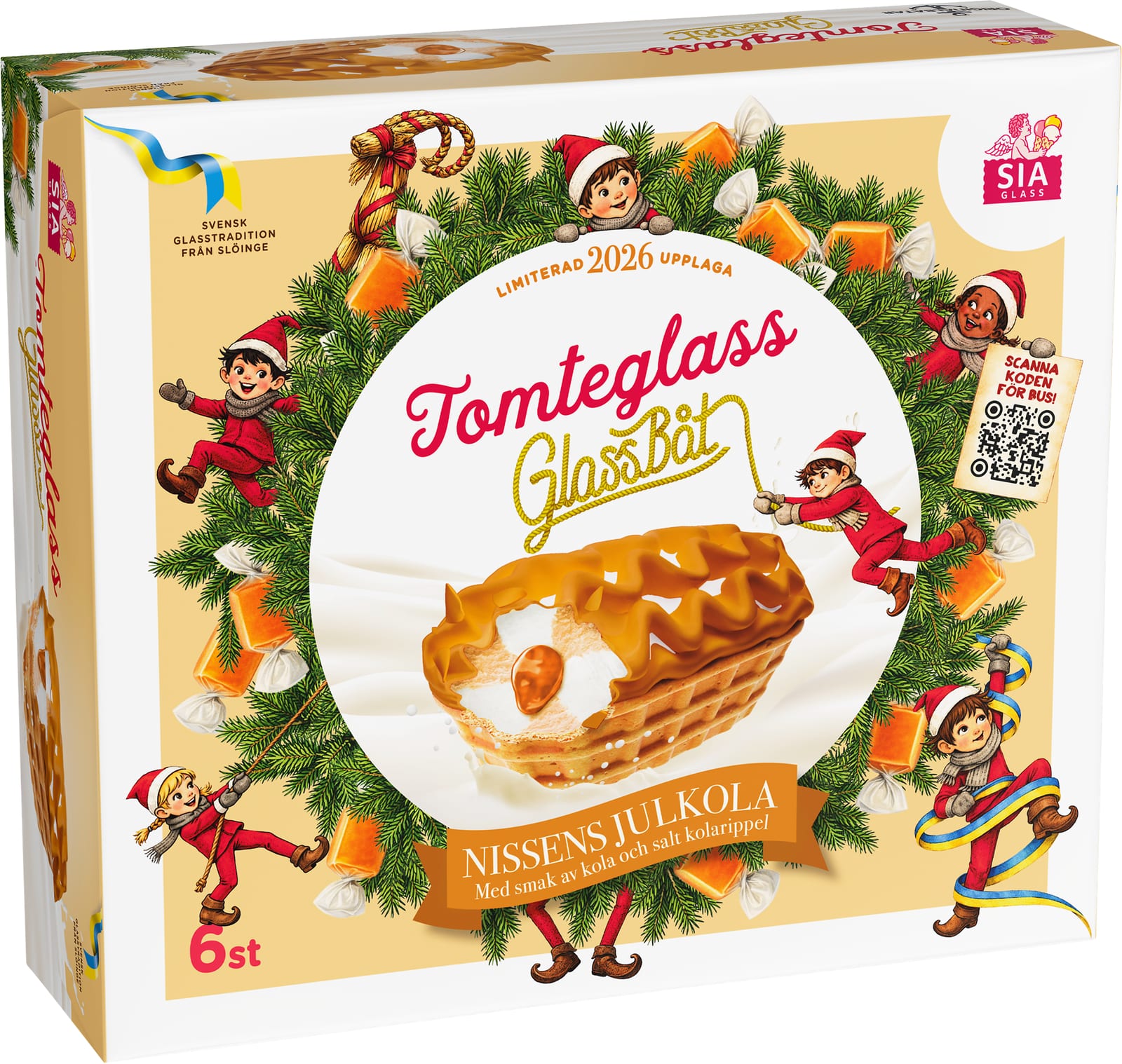 SIA Glass släpper årets Tomteglass 2026 – Glassbåt med smak av Nissens julkola
