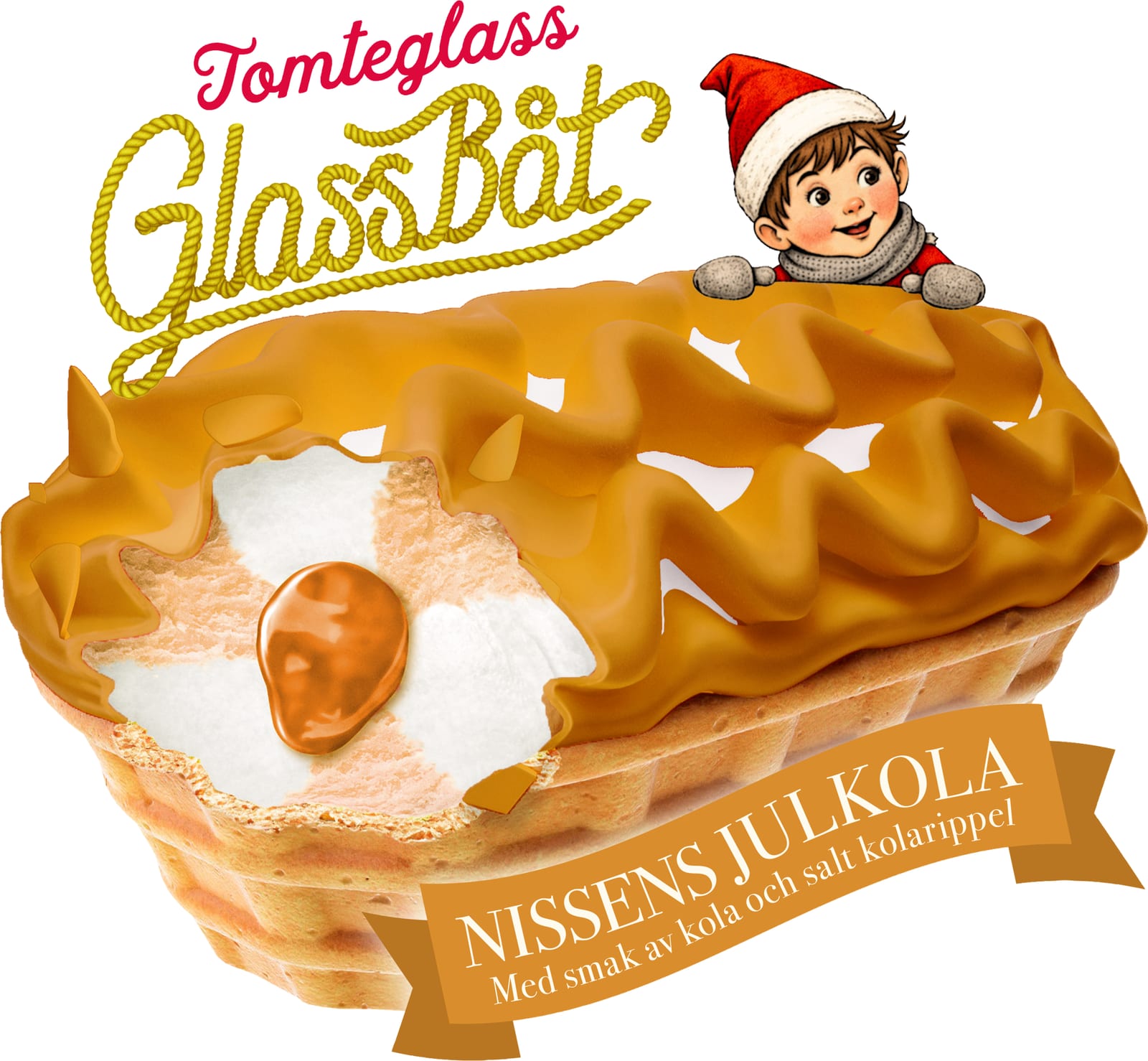 SIA Glass släpper årets Tomteglass 2026 – Glassbåt med smak av Nissens julkola