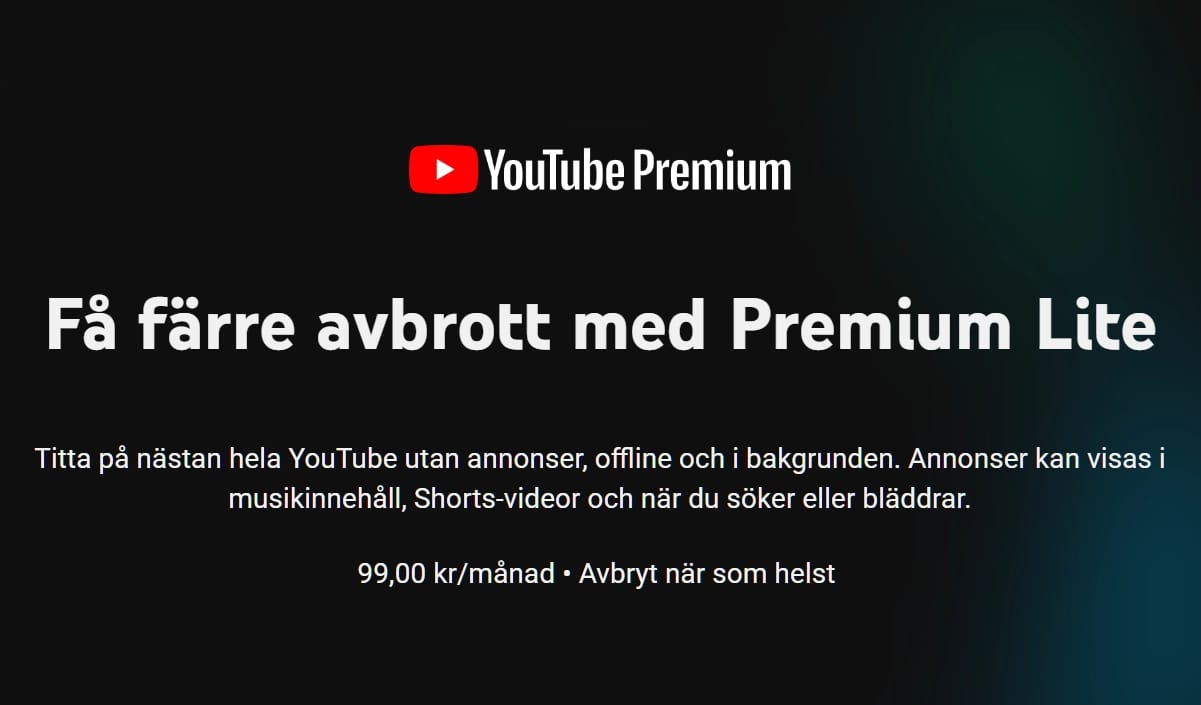 Youtube höjer Premium till 169 kronor – lanserar billigare Premium Lite för 99 kronor i Sverige