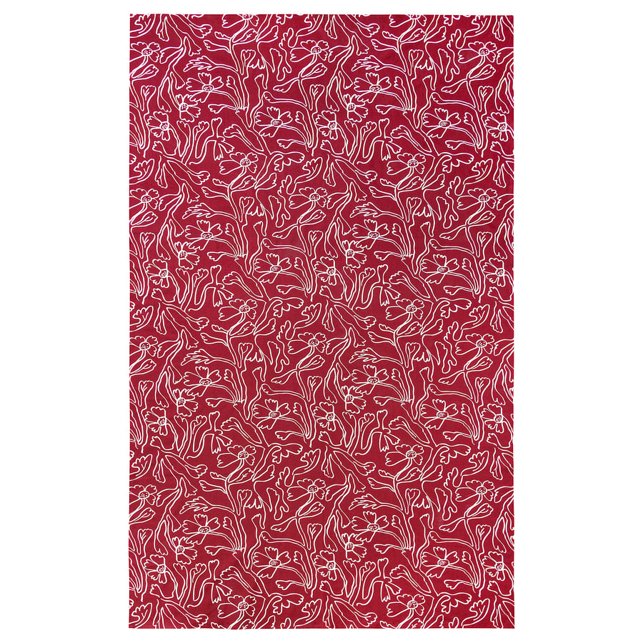 HÖSTAGILLE duk, röd med blommönster, 145x240 cm
